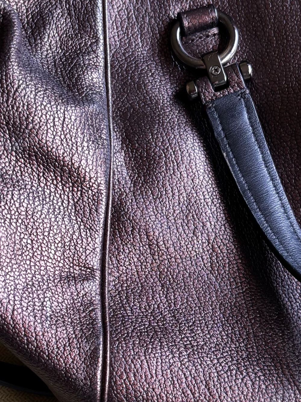 Coach Metallic Brown Pebbled Leather Satchel - Picture 5 of 12